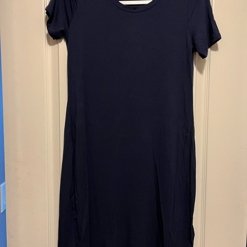 Daily Ritual Navy Short Sleeve Scoopneck T-Shirt Dress